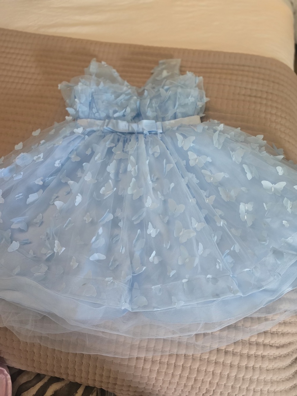 BMG Light Blue Butterfly Tulle Party Dress for Girls